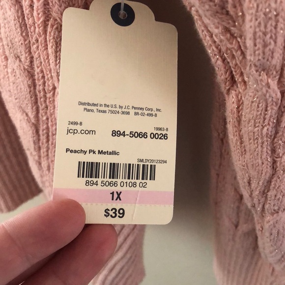 St. John's Bay Cable V-Neck Sweater - Plus - Picture 5 of 5